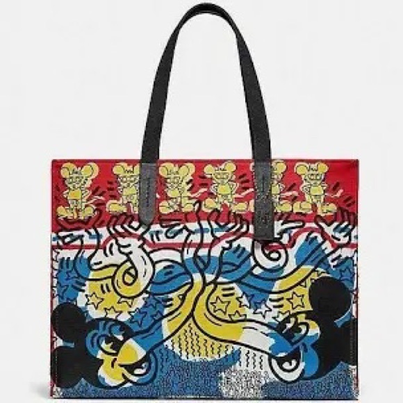 Coach X Keith Haring Tote 42 Blue Multi NWT - Picture 1 of 3